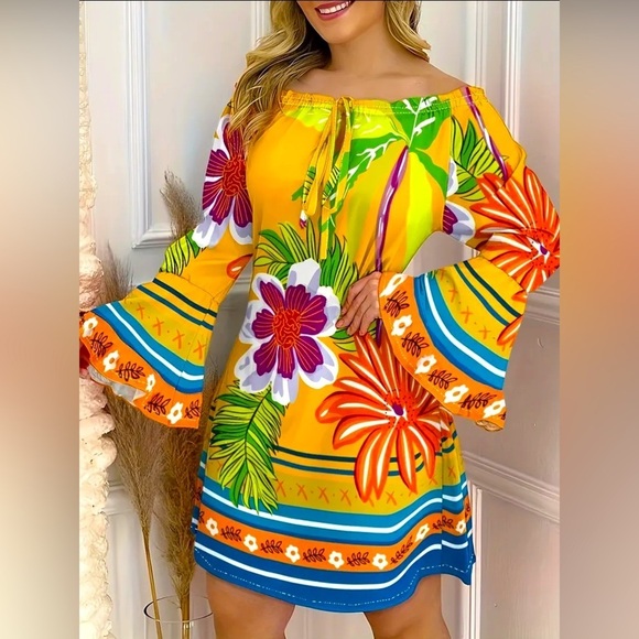 Floral Print Off-Shoulder Dress, NWOT - Picture 1 of 10
